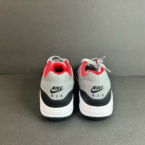Nike Air Max 1 Golf Shoes Men's Size 10.5 Spikeless Gray Red Cleats CI7576-002